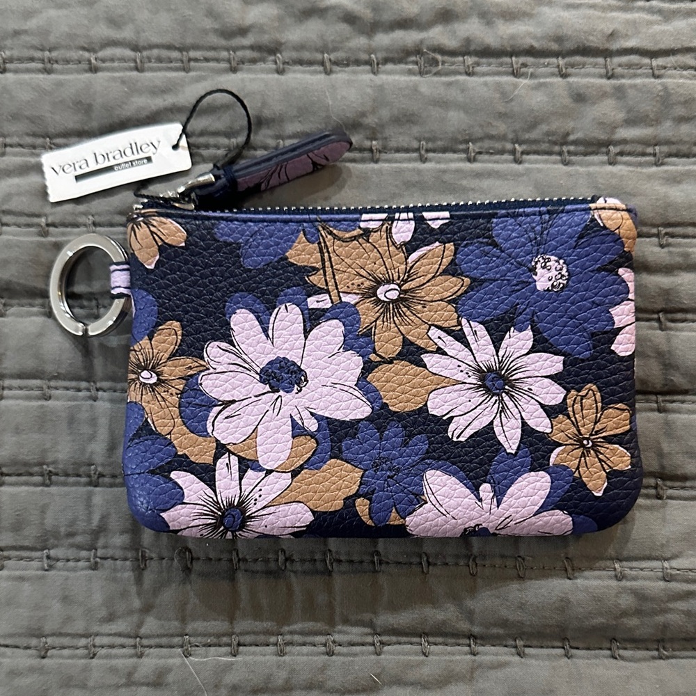 Vera Bradley Navy and Lavender Floral Pouch